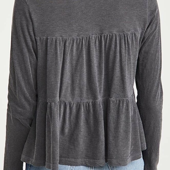 🥳B-DAY SALE❤️NWT SUNDRY Charcoal Tiered Long Sleeve Top 3/L - Picture 5 of 11